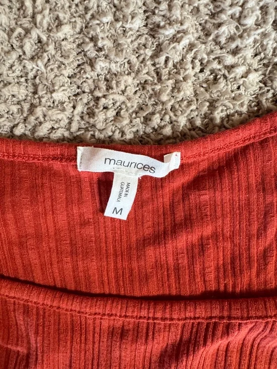 Rust Red Pleated Tank Top - Picture 2 of 2